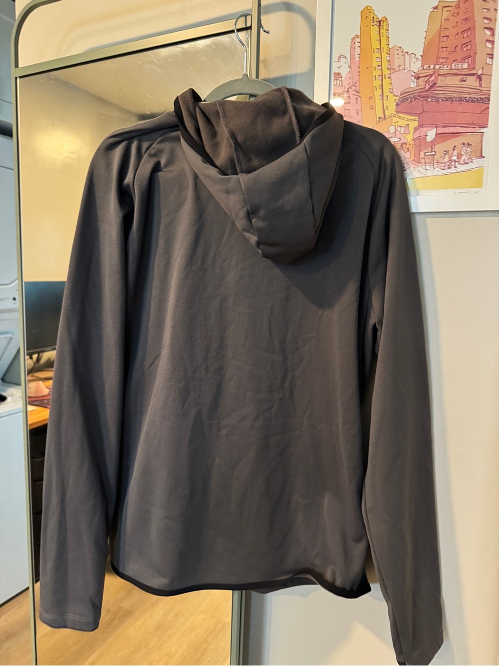REI Men's Hooded Quarter-Zip Pullover Jacket - Charcoal - Picture 4 of 4